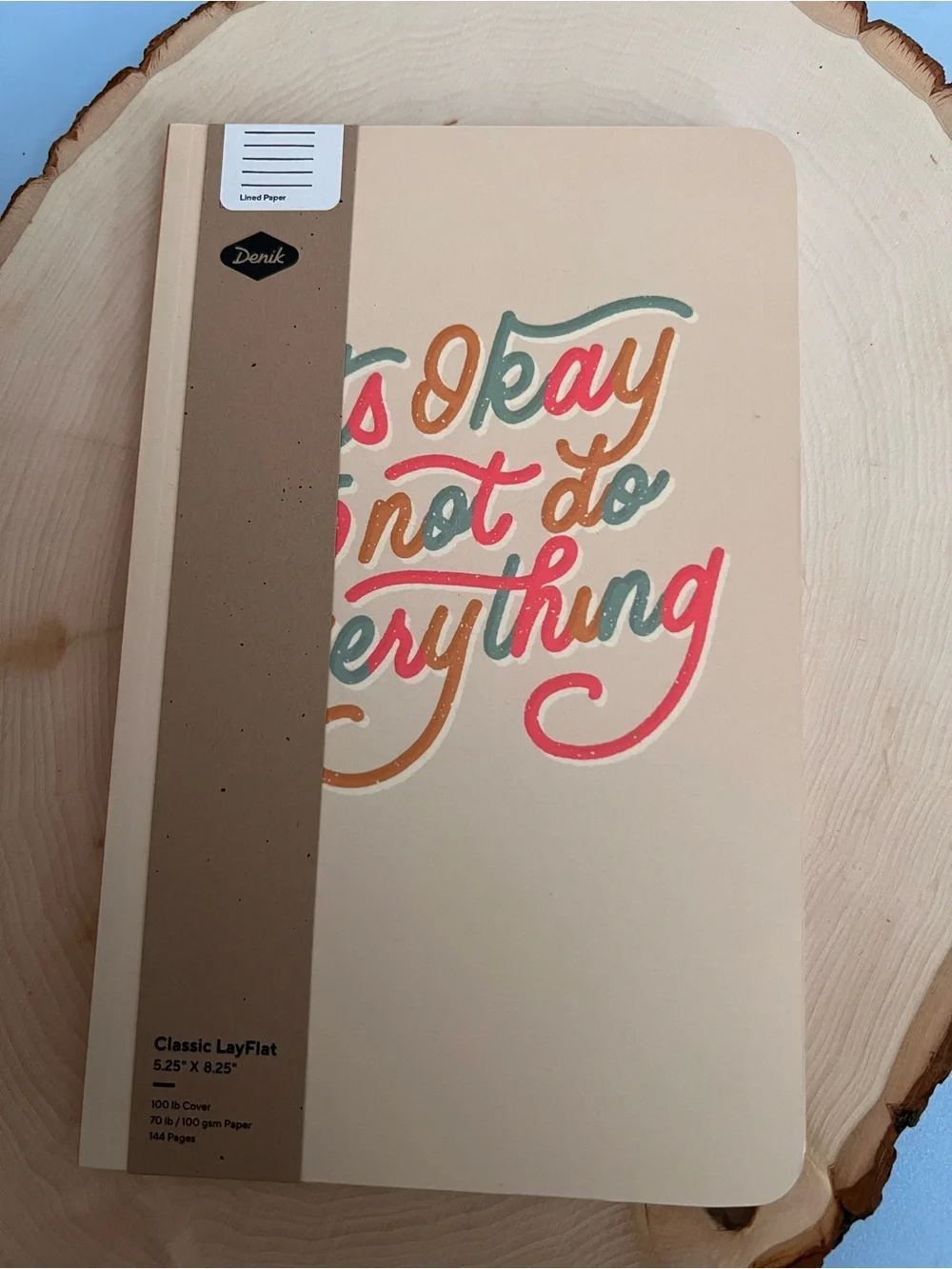 'It's Okay To Not Do Everything' Cream Softcover Denik Notebook Journal NWT